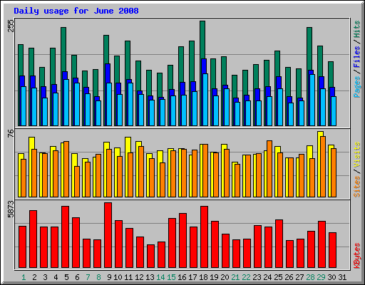 Daily usage for June 2008