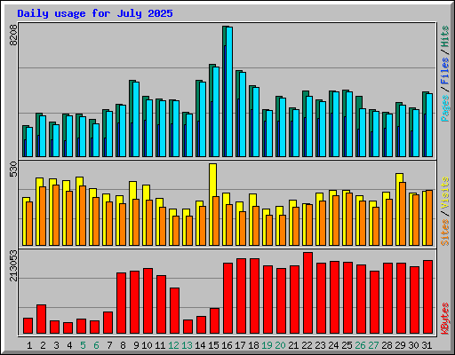 Daily usage for July 2025