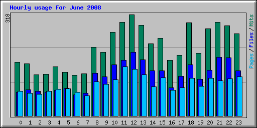Hourly usage for June 2008